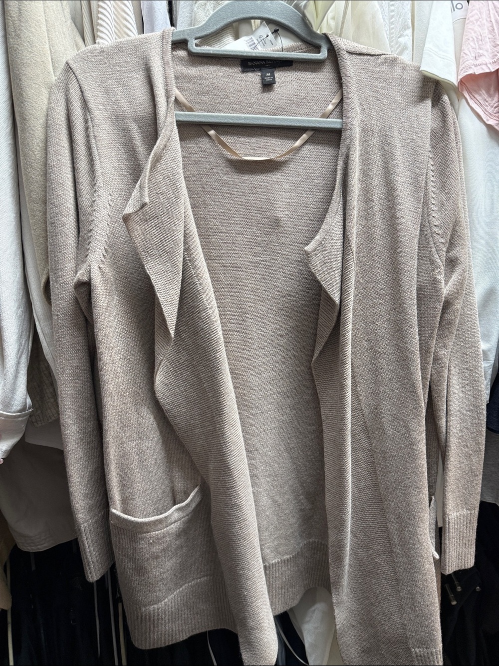 Banana Republic Factory Sandstone Open-Front Draped Cardigan